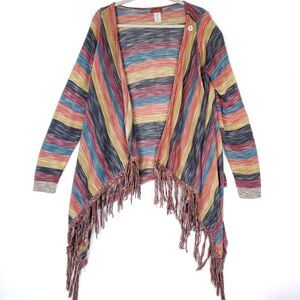Scully Cardigan Waterfall Sweater Womens Large Multicolor Striped Crossover